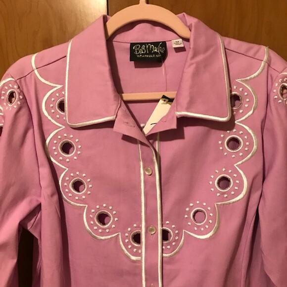 Vintage Bob Mackie Wearable Art Western Shirt Laser Cut Button Down Size Medium - Picture 3 of 10